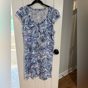 Blue and White Swirl Pattern Dress